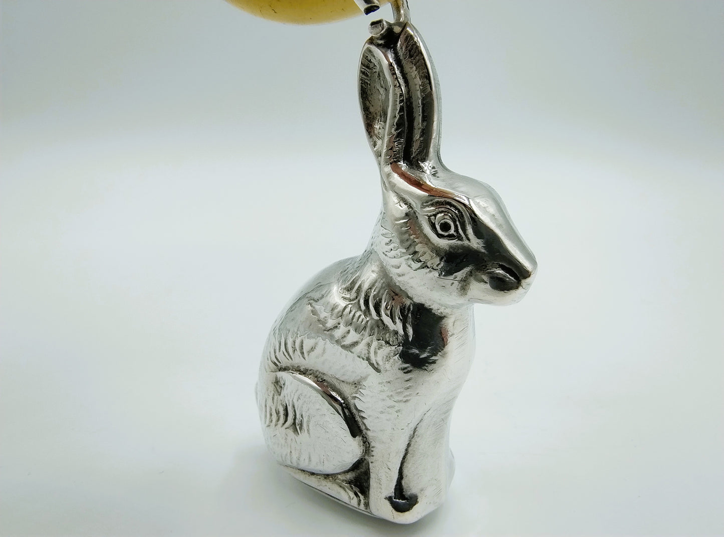 Silver rattle on teething ring, rabbit, 835