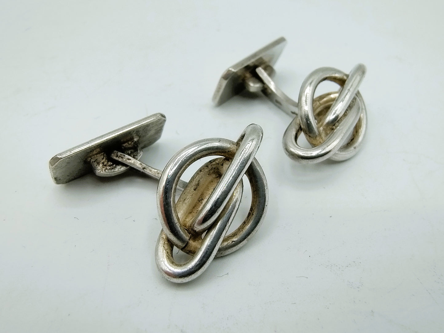 Zilveren manchetknopen met knoop, 925