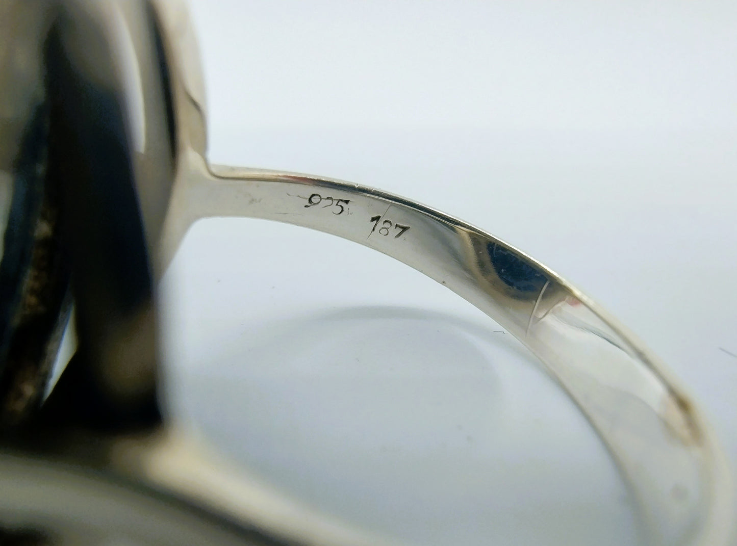 Silver ring with Onyx, 835, 18 mm