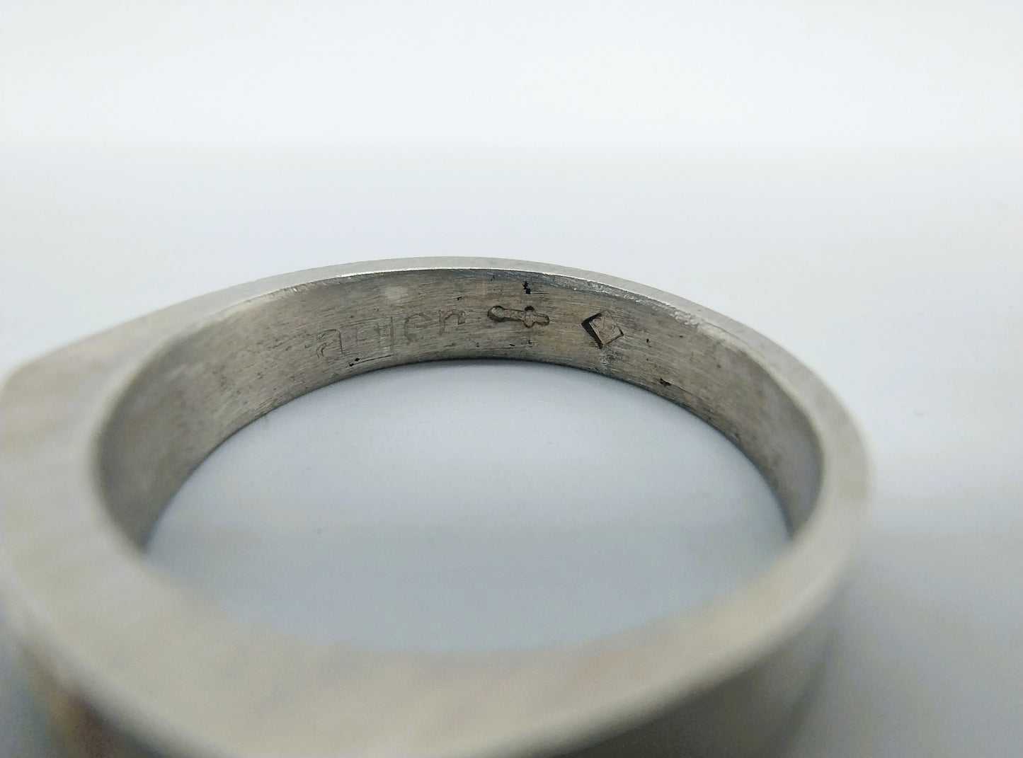 Matte silver signet ring, 16 mm