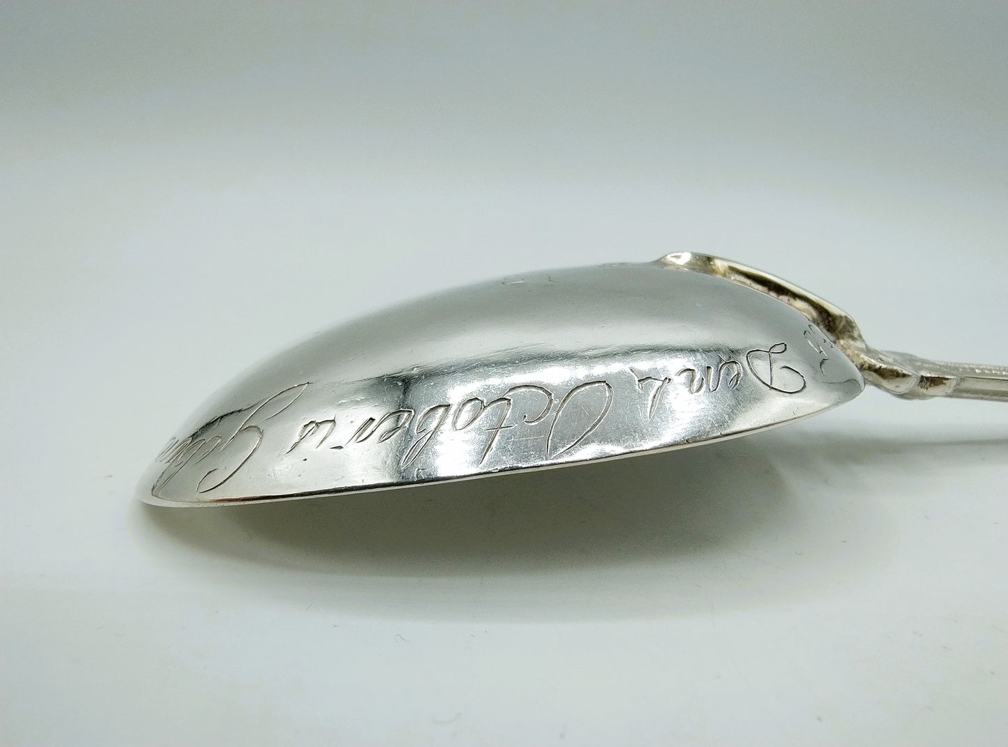 Zilveren geboortelepel, Moederliefde, G. van Velsen, Bolsward, ca. 1725