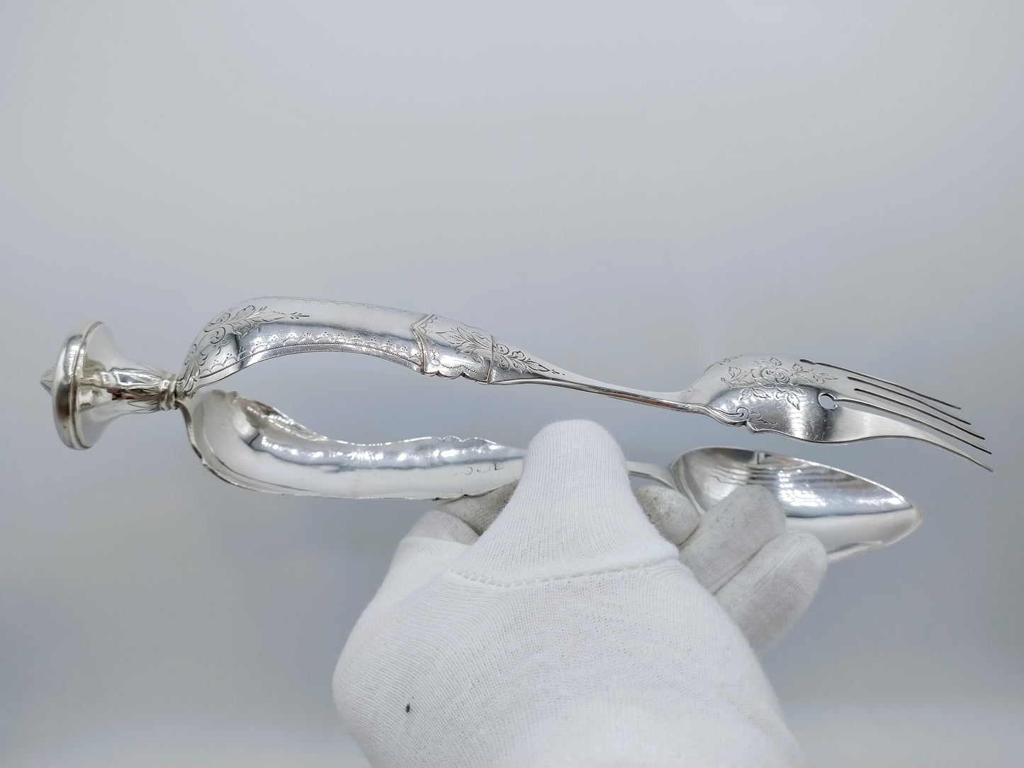 Silver salad servers, M. Schouten, Amsterdam, 1874