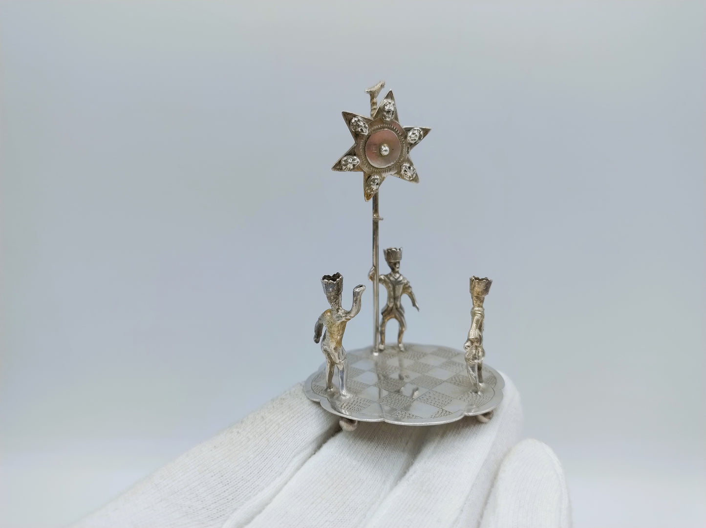 Zilveren miniatuur Driekoningenspel, J. S. Zwanenburg, Sneek, 20e eeuws