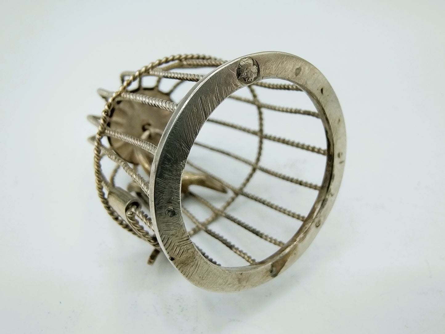 Zilveren miniatuur vogelkooi, R. Scheltens, Groningen, ca. 1860