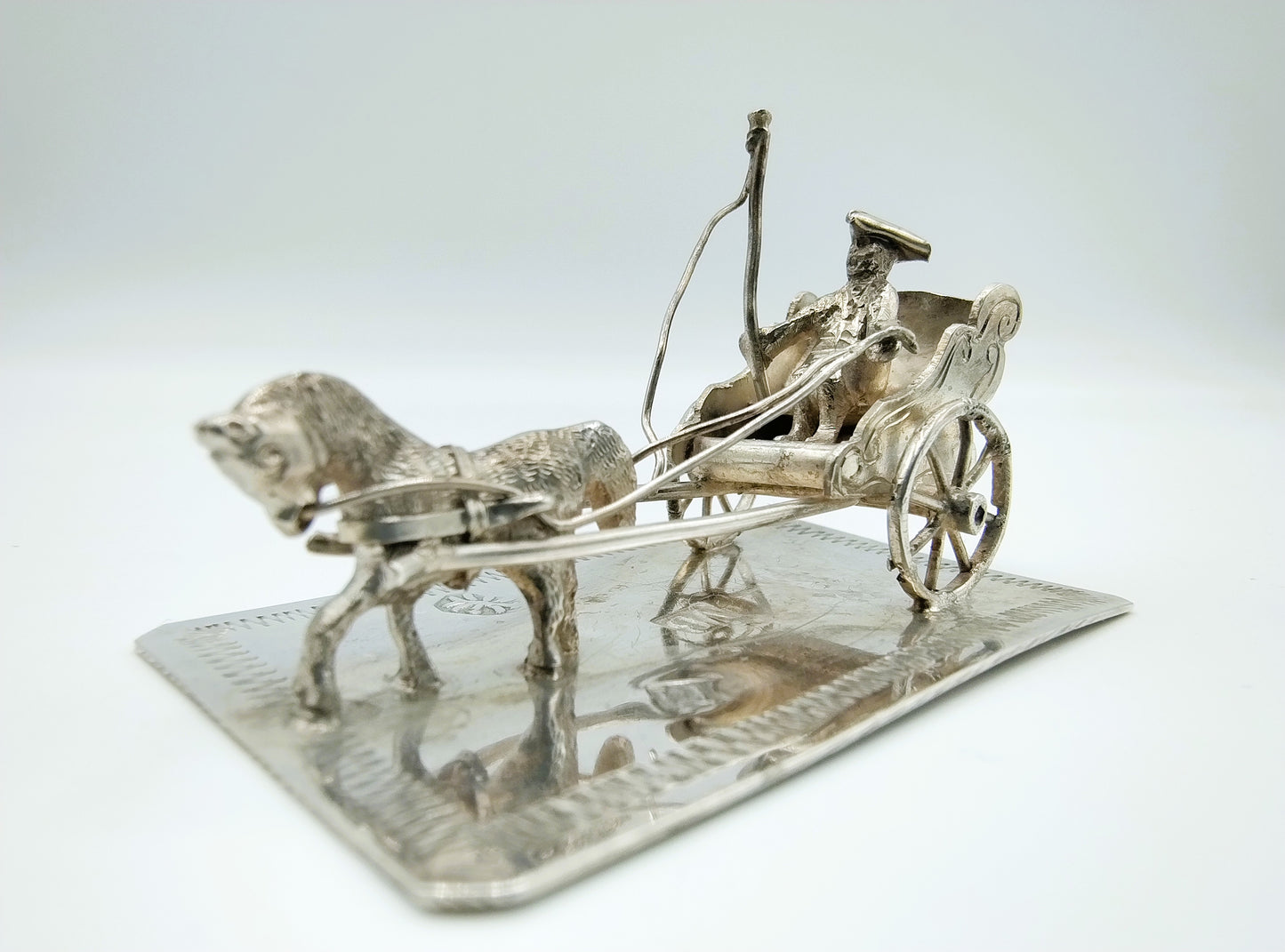 Silver miniature, coach with horse and coachman, 19th century