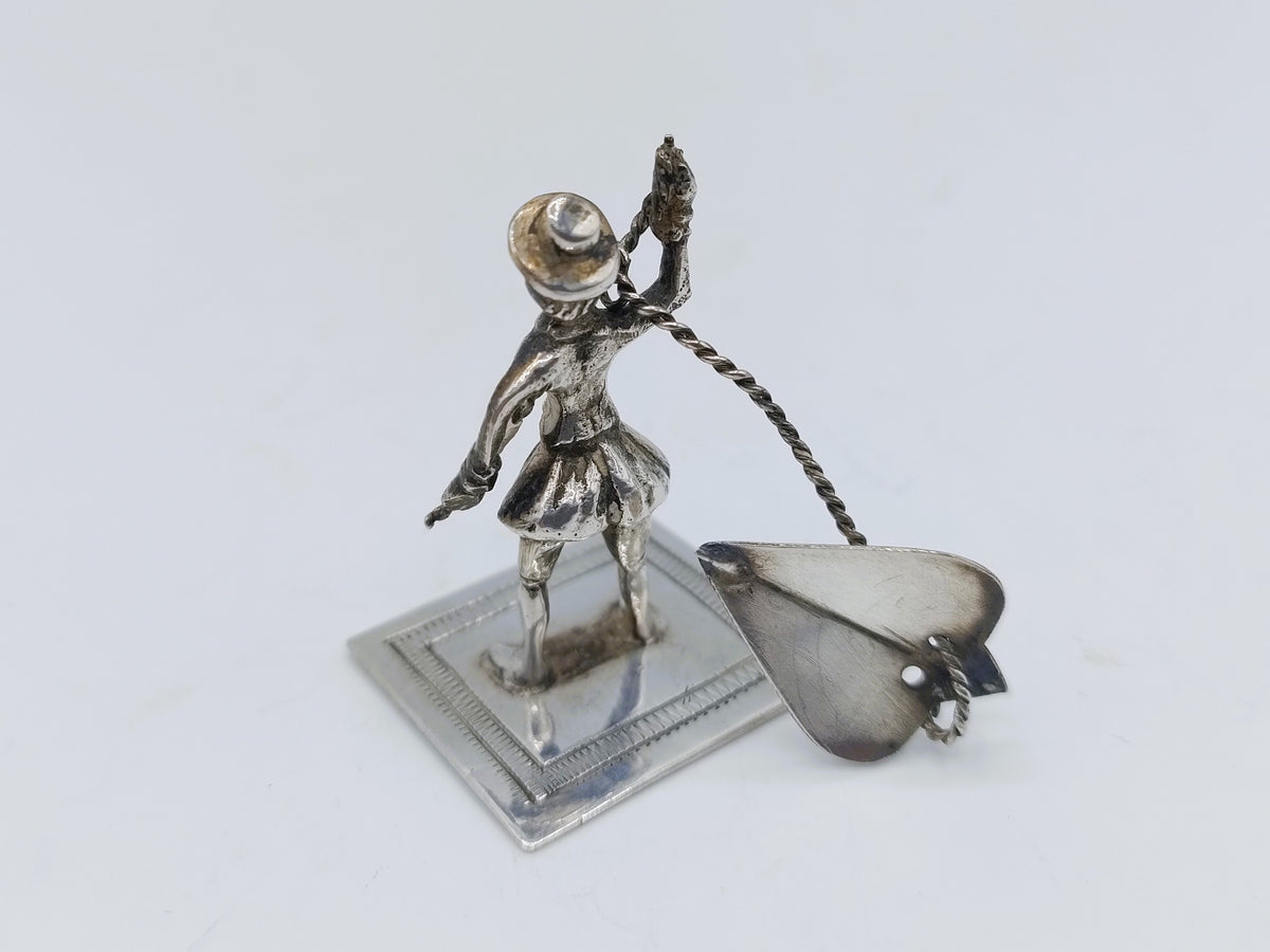 Zilveren miniatuur, man met vlieger, H. Duller, Amsterdam, 1779