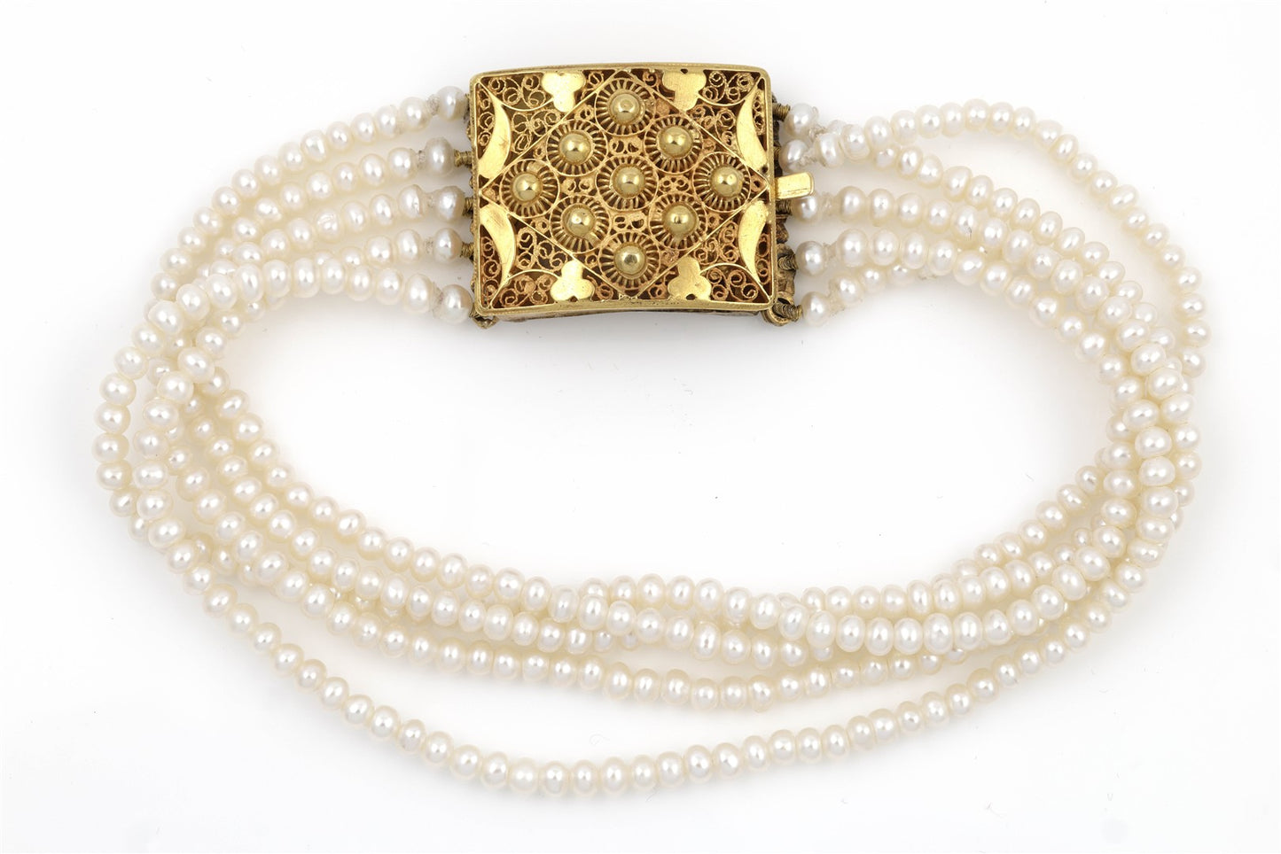 Perlenkette mit Goldverschluss, 38 cm