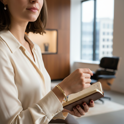 14 Karaats gouden slavenarmband met zilveren kern, 6 mm