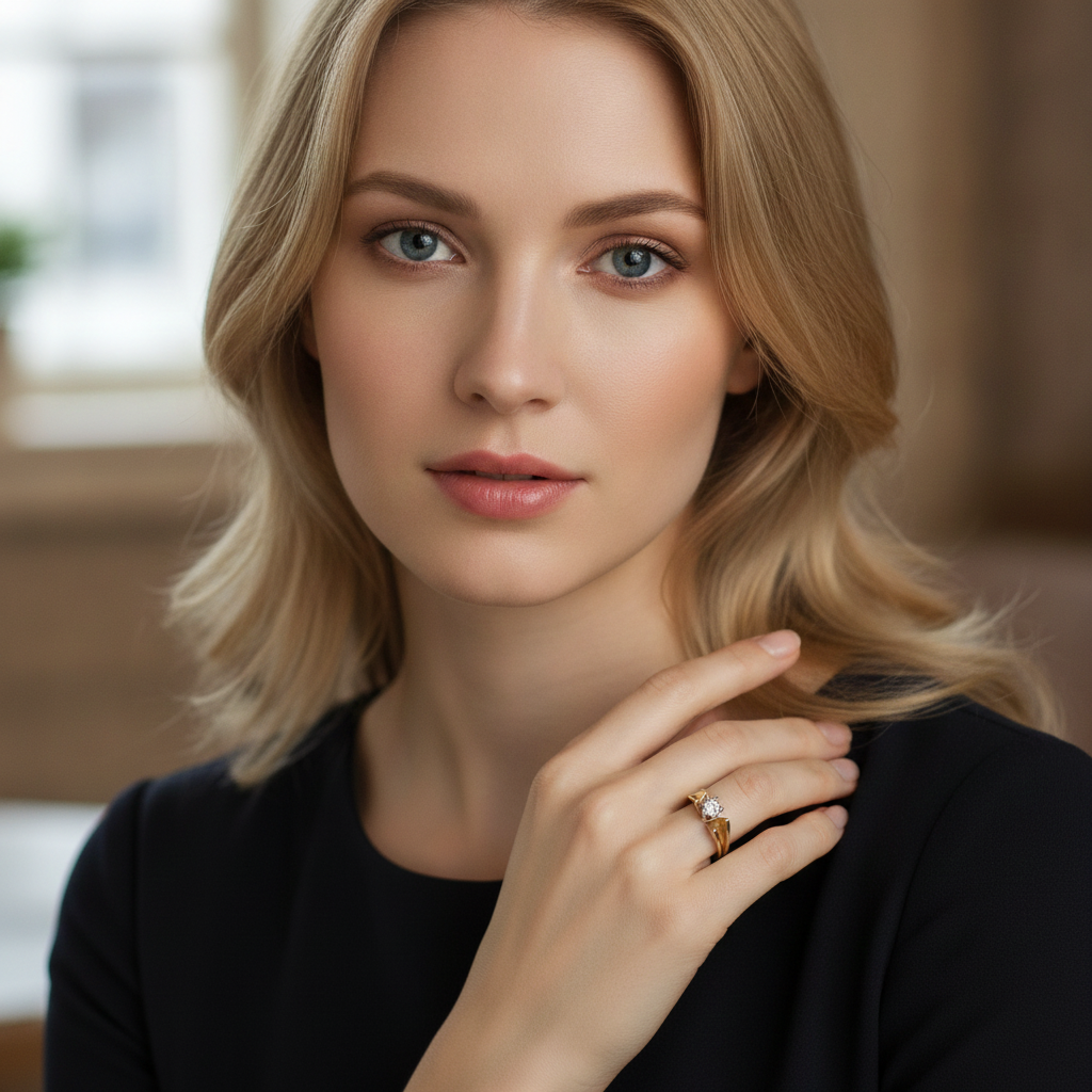 Gold-Solitärring, 15,5 mm