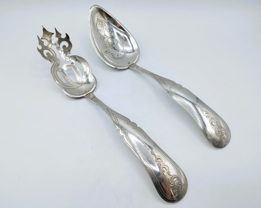 Silver salad cutlery, AA Kalberg, 's-Hertogenbosch, 19th century