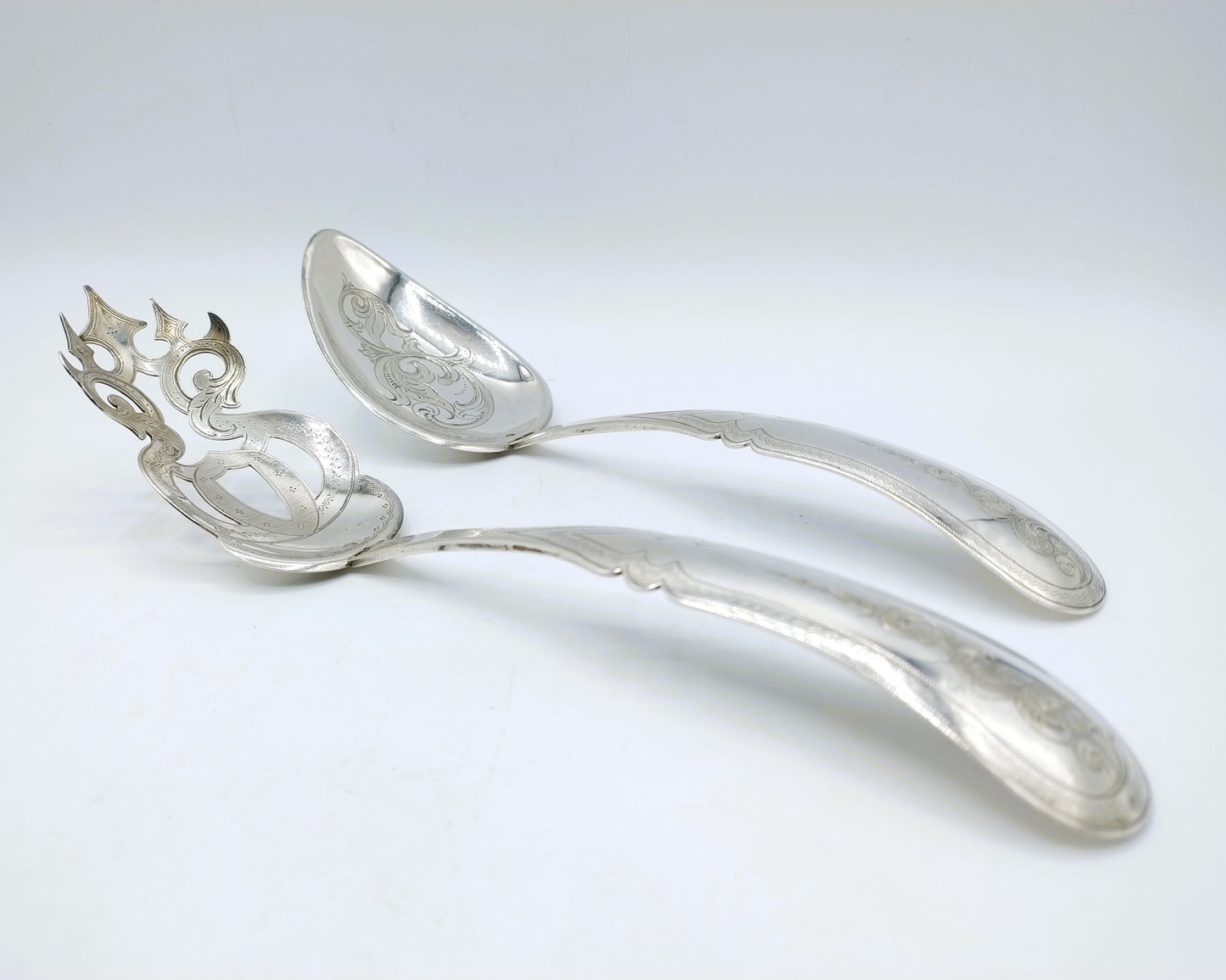 Silver salad cutlery, AA Kalberg, 's-Hertogenbosch, 19th century