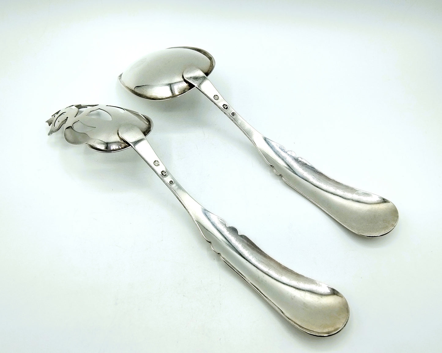 Silver salad cutlery, AA Kalberg, 's-Hertogenbosch, 19th century