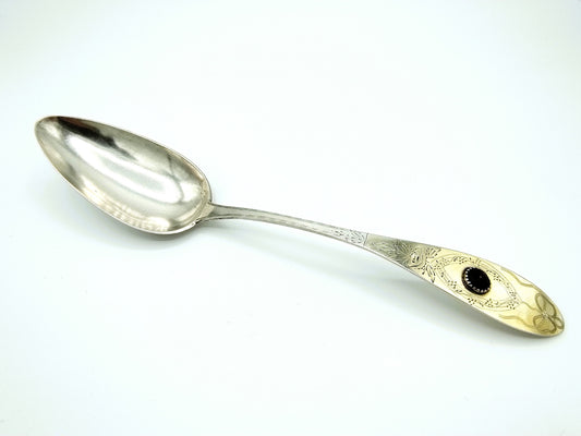 Silver spoon with garnet, Erdmann / Germany, 19th century.