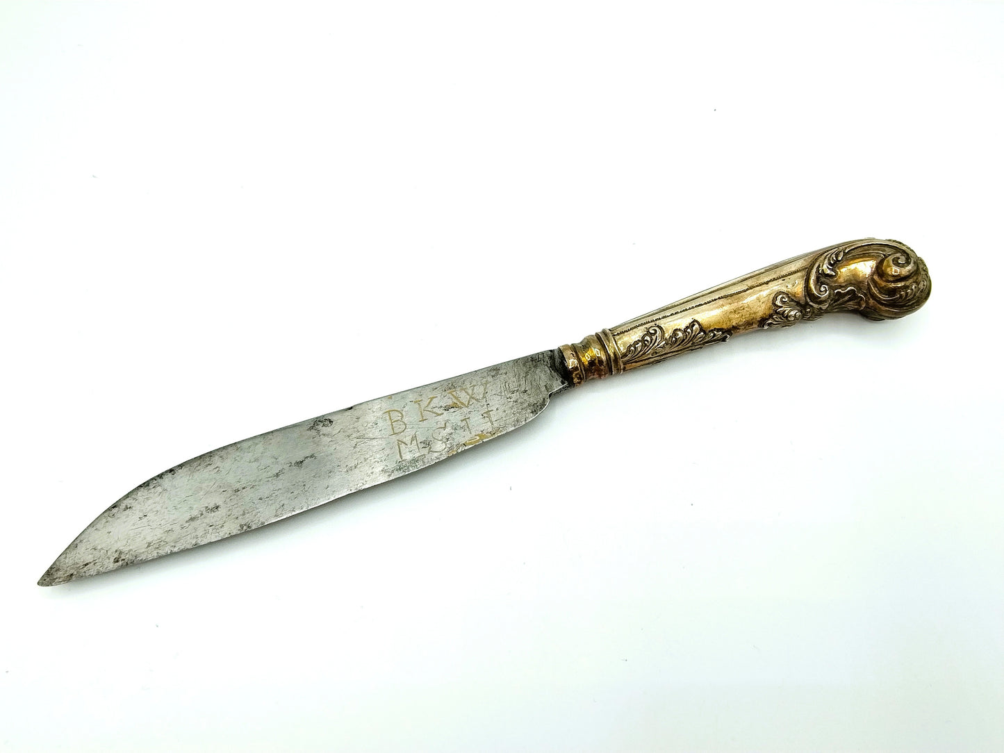 Silver knife with pistol handle, 18th century,