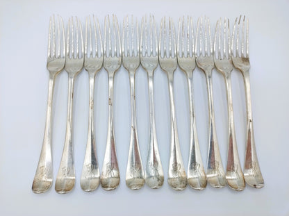 Dinner fork set 11-piece, Helweg, Hulscher / Amsterdam, 18th century