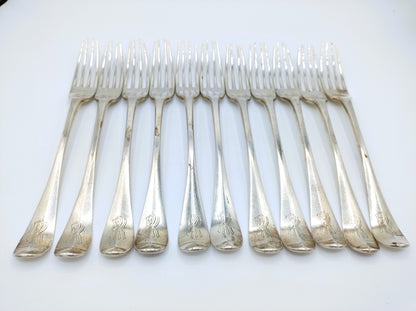 Dinner fork set 11-piece, Helweg, Hulscher / Amsterdam, 18th century