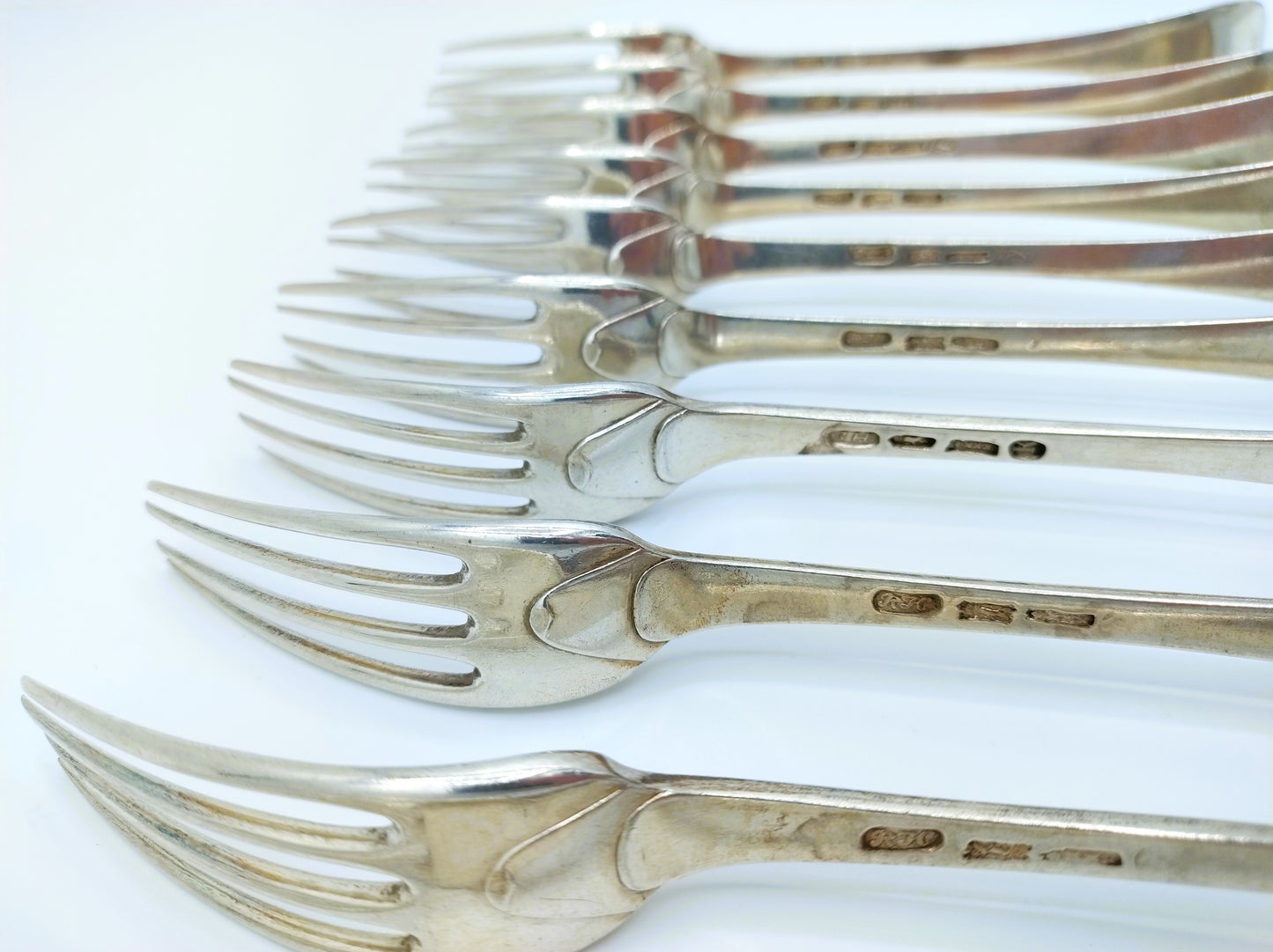 Dinner fork set 11-piece, Helweg, Hulscher / Amsterdam, 18th century