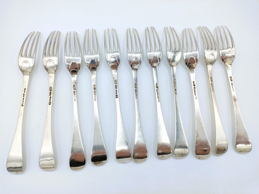 Dinner fork set 11-piece, Helweg, Hulscher / Amsterdam, 18th century