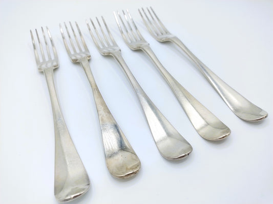 5 Silver forks, R. van Rijn / Utrecht, 18th century