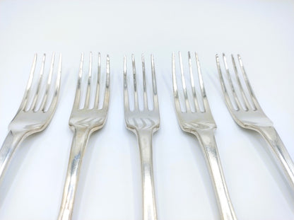 5 Silver forks, R. van Rijn / Utrecht, 18th century