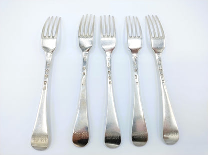 5 Silver forks, R. van Rijn / Utrecht, 18th century