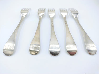 5 Silver forks, R. van Rijn / Utrecht, 18th century