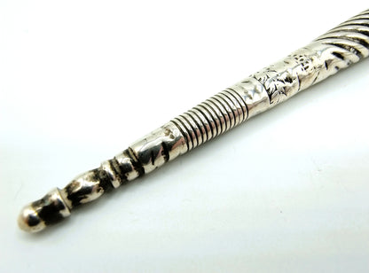 Silver knitting needle holder, 19th century