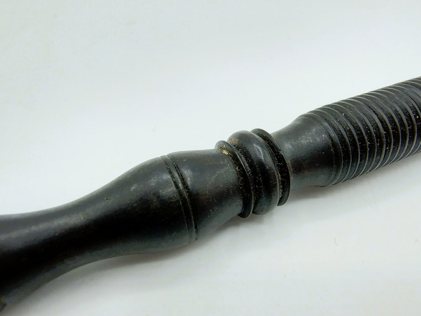 Ebony knitting needle holder with silver fittings, 19th century