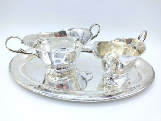 3-teiliges Silber-Creme-Set, Gebr. Deyle / Schwäbisch Gmünd / Deutschland, 19. Jahrhundert