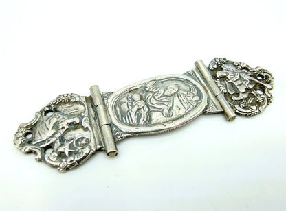 Silver Bible lock, mutineer, clamp arm, attachment, biblical scene, 19th century