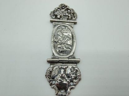 Silver Bible lock, mutineer, clamp arm, attachment, biblical scene, 19th century