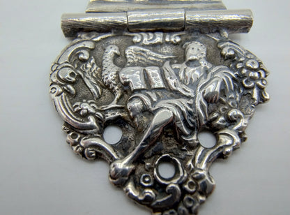 Silver Bible lock, mutineer, clamp arm, attachment, biblical scene, 19th century