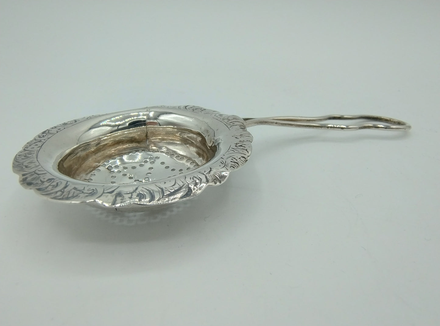 Silver tea strainer, BC Verkerk / Amserdam, 19th century