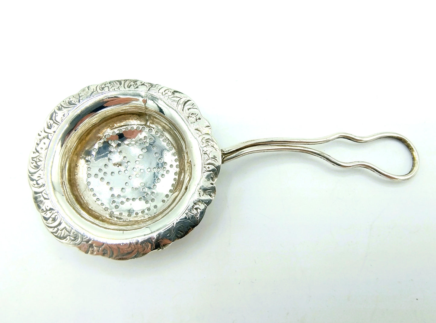 Silver tea strainer, BC Verkerk / Amserdam, 19th century