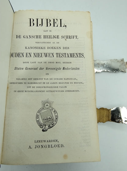 Bijbel met zilveren sloten, J. Bakker, Sneek, 18e eeuws