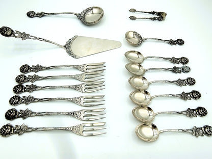 Silver cake cutlery, 16 pieces, Germany, 20th century