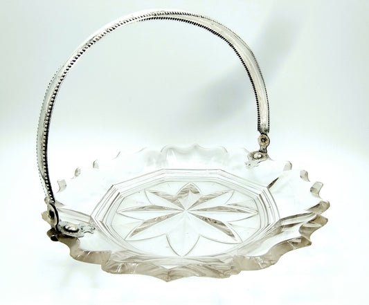 Crystal bowl with silver handle, 19th century.