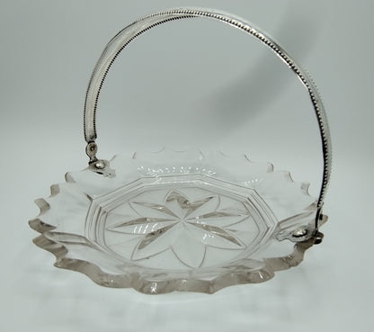 Crystal bowl with silver handle, 19th century.