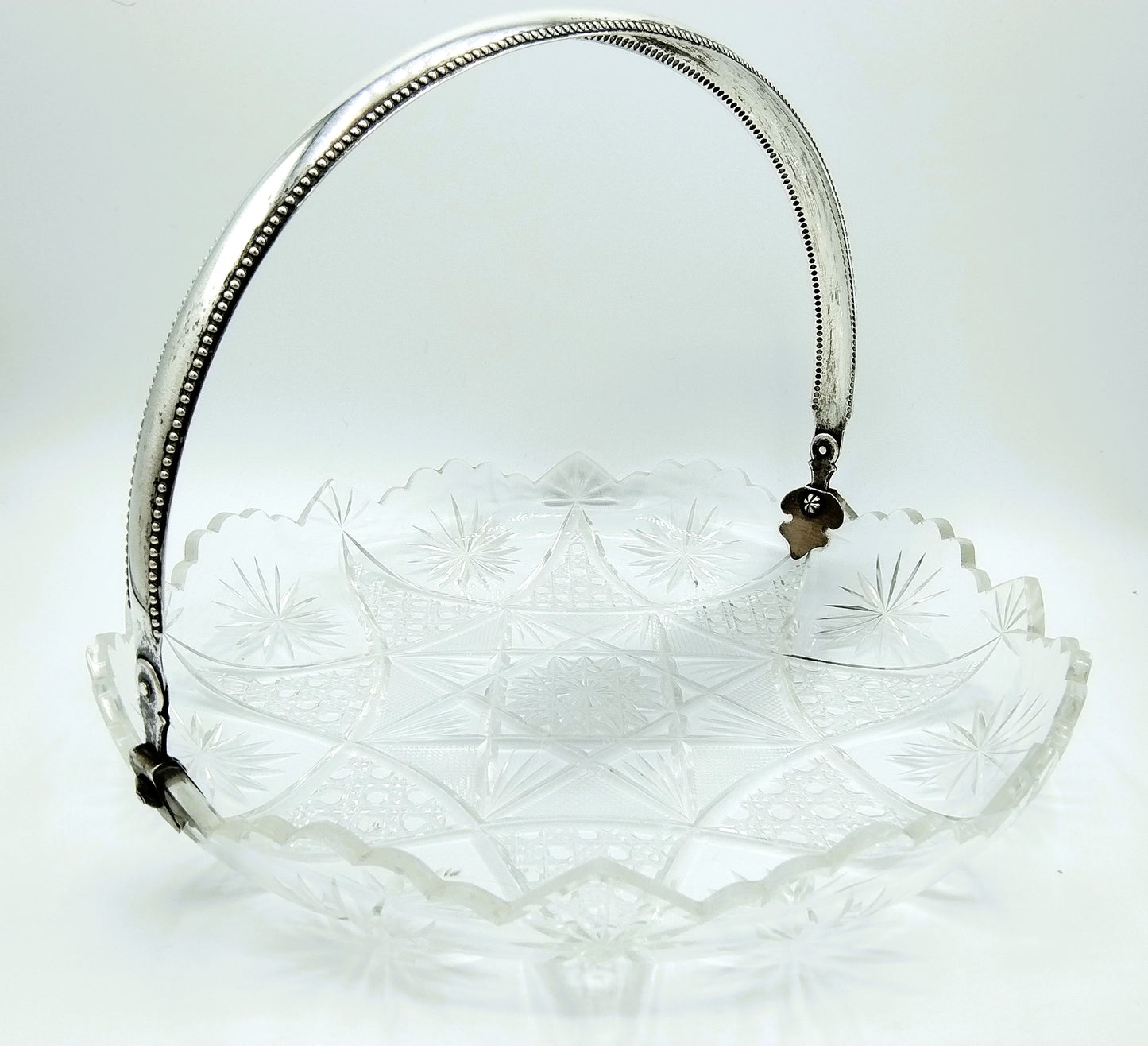 Crystal bowl with silver handle, 20th century