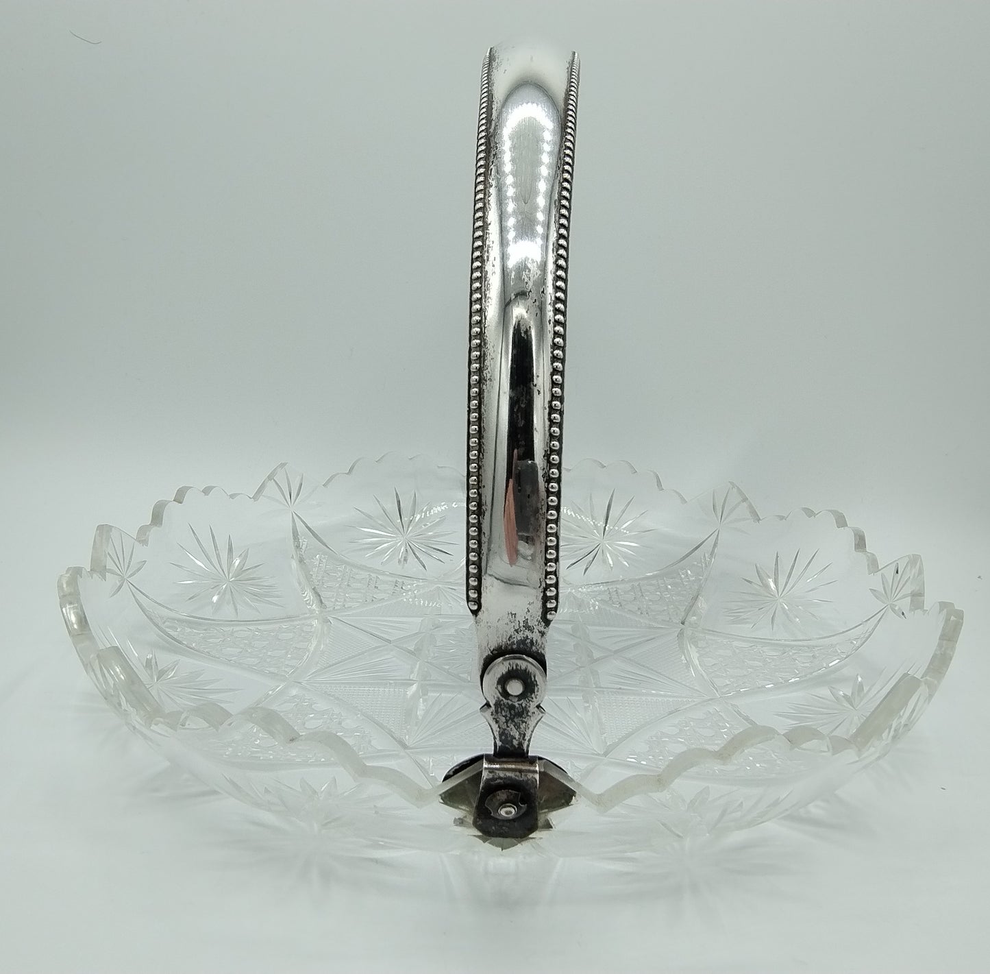 Crystal bowl with silver handle, 20th century