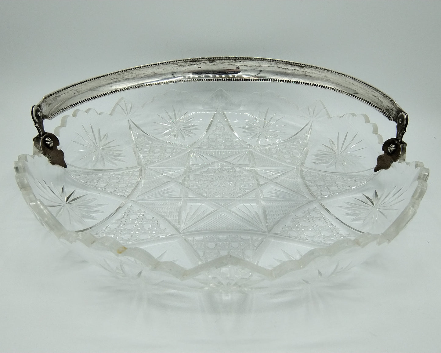 Crystal bowl with silver handle, 20th century