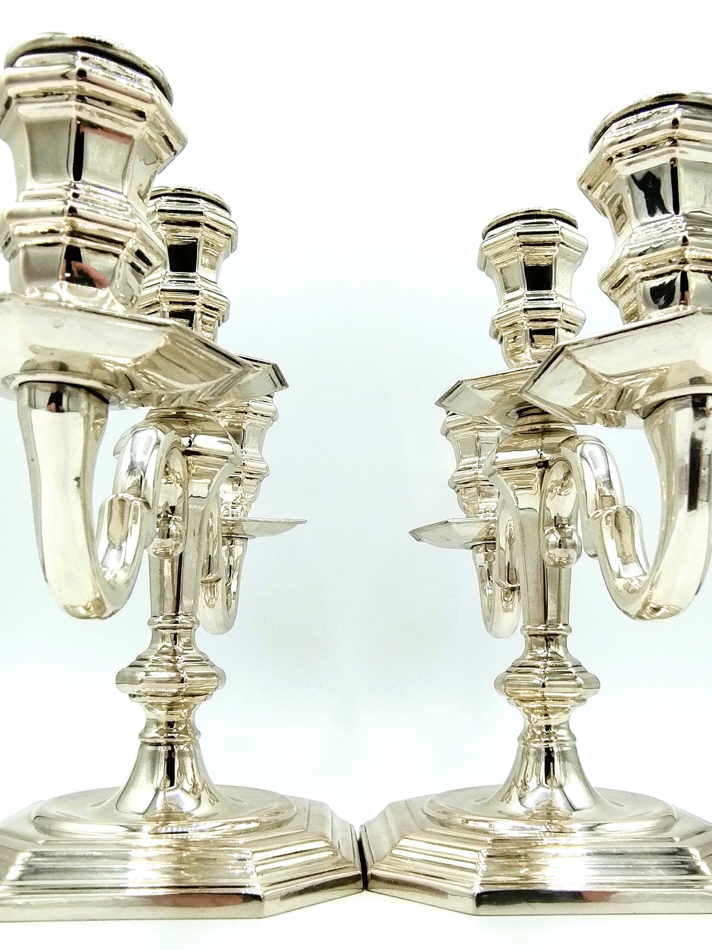 Silver candlesticks, 2 pieces, C. Antonino / Palermo, 20th century