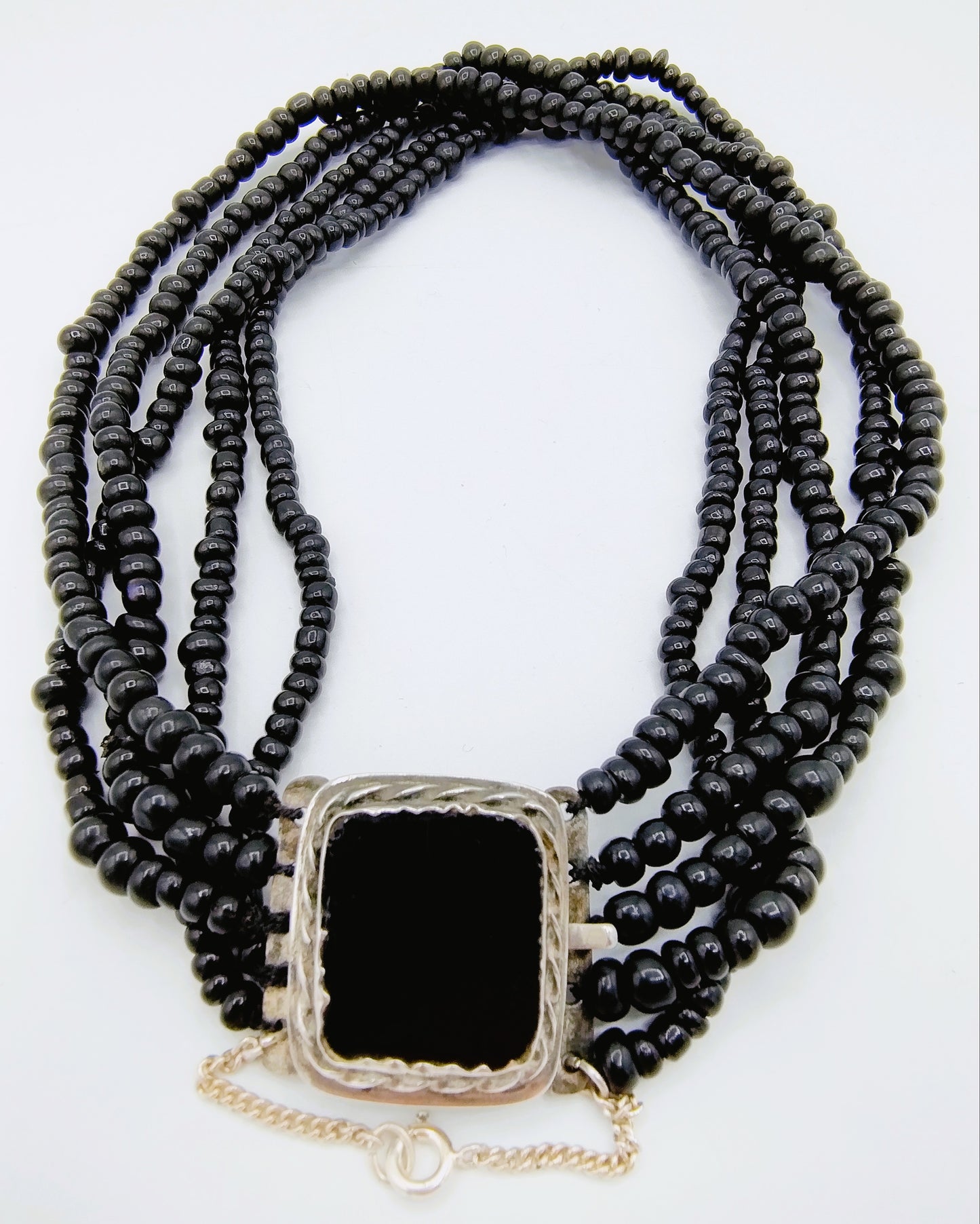 Gitten necklace with silver clasp with Onyx, Netherlands, 19th century