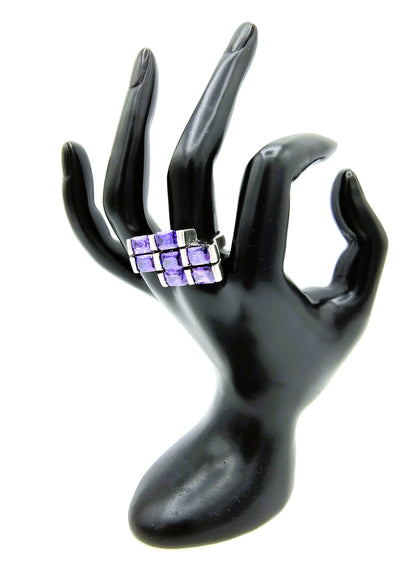 Zilveren ring met amethist, 925, 17,5 mm