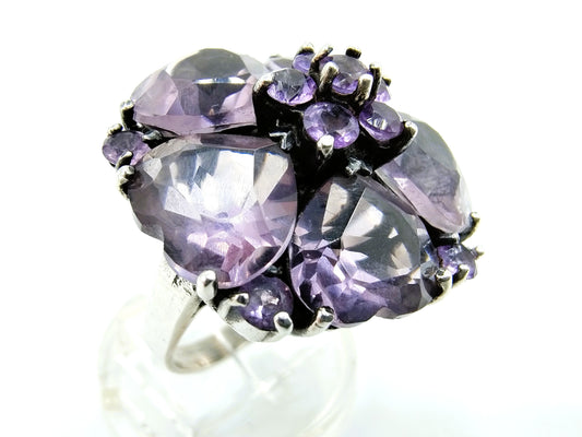 Silvering ring with amethysts (?), 925, 18 mm