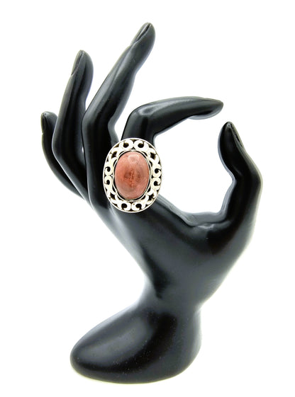 Silver ring with agate or sunstone, 800