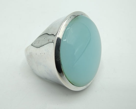 Silver ring with chalcedony, 925, 16 mm