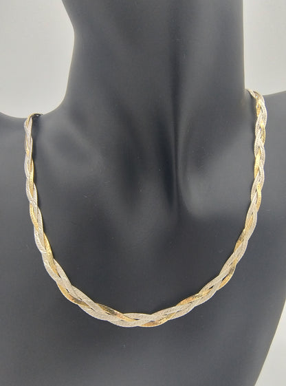 Silver bi-colour necklace, flat link