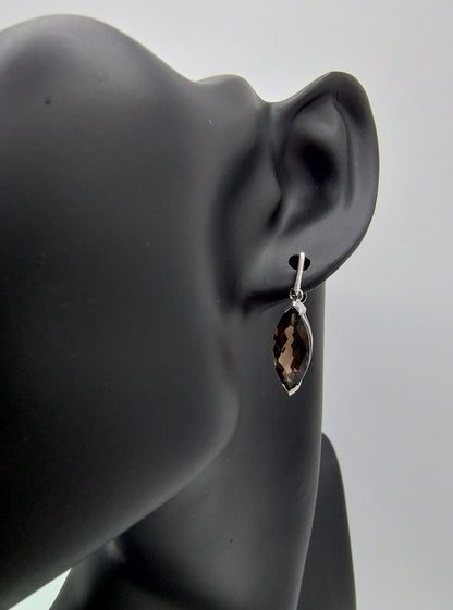 Silver earrings with smoky quartz