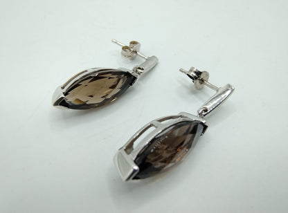 Silver earrings with smoky quartz